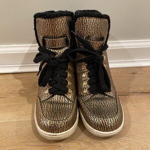 Marc Jacobs Black & Metallic Gold Wedge Sneakers - Women's Size 37 US